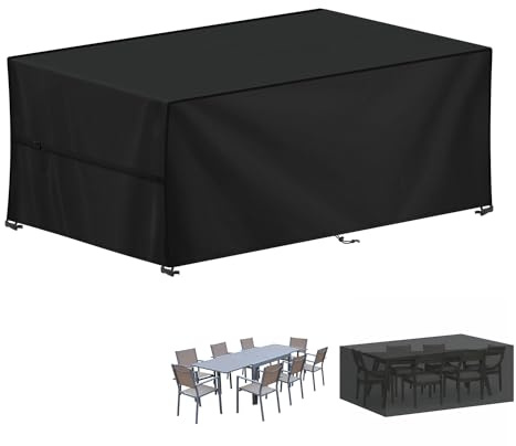 LAMUNI Housse pour Mobilier de Jardin, 420D Oxford Bâche Table de Jardin | Imperméable Housse Table Jardin Bache de Protection Exterieur Salon de Jardin pour Table, Chaise et Canapé, 200x90x75cm