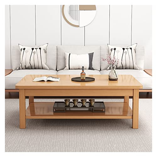 LaMaMe Beistelltische, rustikaler Couchtisch für Wohnzimmer, Mitteltische aus Holz mit Ablagefläche, Cocktailtische mit dickeren Beinen (Holzfarbe)