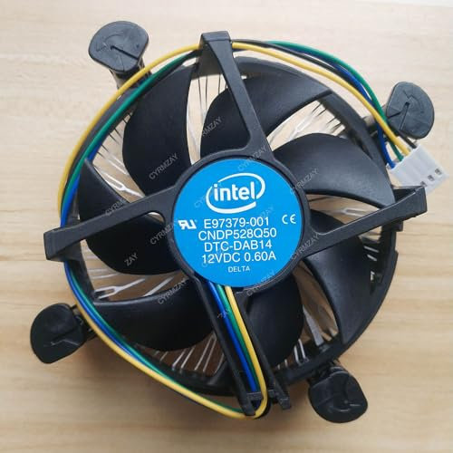 CYRMZAY Compatible For Intel E97379-001 CNDP528Q50 DTC-DAB14 12V 0.60A LGA1155 LGA1150 LGA1156 4-Wire CPU Cooling Fan