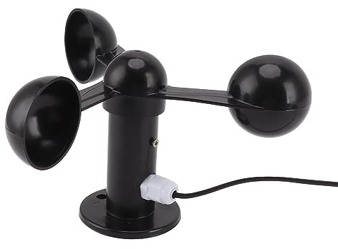 Capteur de Vent Trans, Capteur Anémomètre Tasse de Vitesse du Vent avec Câble étanche de 8M, Détecteur de Vitesse du Vent à 3 Tasses pour Station Météo, Détecteur de Mesure du Vent