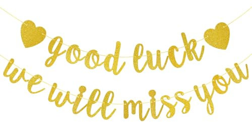 We Will Miss You Banner, Good Luck Banner, Gold Glitter Retirement Decorations Farewell Banners for Sorry Your Leaving Decorations Leaving Party Y6-HYXNHF