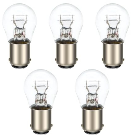 SOFOC-BA15D P21W Bombillas Para Coche/Moto Luz de Intermitente Luz de Freno Luz Antiniebla Trasera S25 12V 21W 5W Blanco Cálido Haz Alto/Bajo 5Pcs