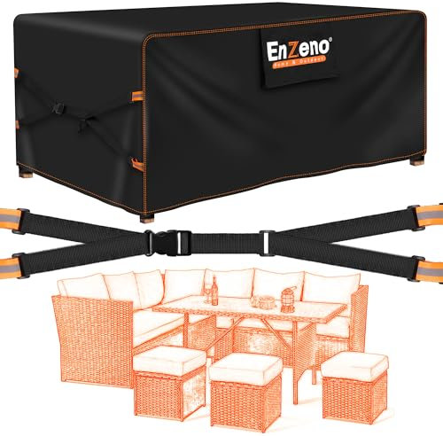 Enzeno New Upgrade Garden Furniture Set Covers Waterproof,500D Heavy Duty Oxford cloth Outdoor Furniture Covers,Wider Vents for Patio Chair and Table Rattan Sofa 242x182x100cm Rectangular