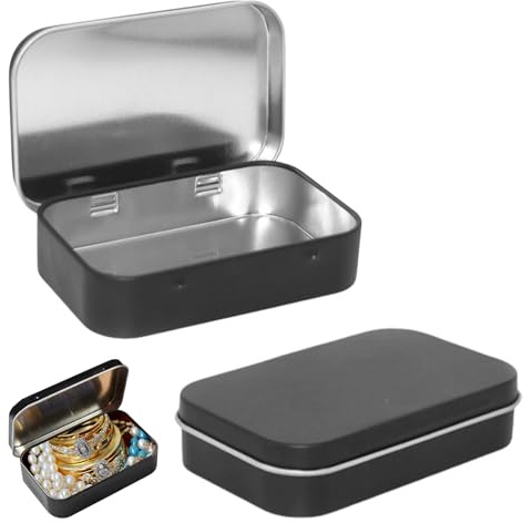 2 Stück Kleine Box,Blechdose mit Deckel,Metalldosen mit Deckel,Metall Aufbewahrungsbox Blechdosen,Flach Lang Metallbox mit Deckel für Zuhause Süßigkeiten,Klein Aufbewahrung Mini Dose Metalldose