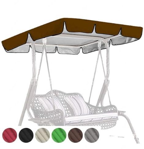 TYBEITAO 600D Hochwertiges,Silberbeschichtetes Oxford-Gewebe Hollywoodschaukeln Dachbezug Wasserdicht UV-Geschützt Langlebig und Reißfest Hollywoodschaukel Ersatzteile,Brown-195 * 125 * 15cm
