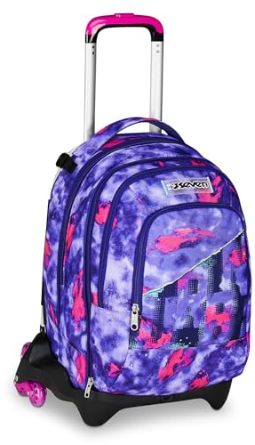 Seven Zaino Trolley Scuola Elementare Bambina, Zainetto Staccabile, Carrello Sganciabile, Spallacci a Scomparsa, 3 ruote, viola