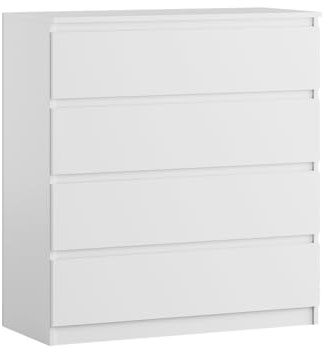 SoDREAMER 4-Schubladen-Kommode | Weiß 90 cm Ideal für Schlafzimmer, Wohnzimmer, Kinderzimmer und Büro | Geräumige Kommode | Modernes Design | 90 x 97 x 40 cm