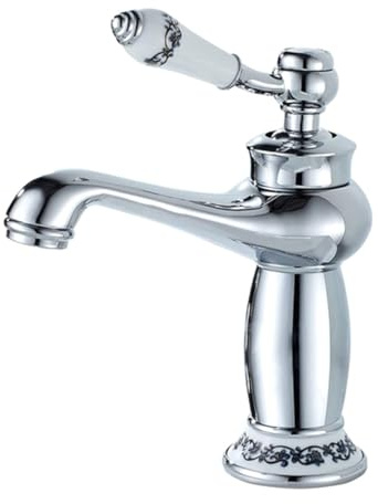 EGTink Wasserhahn Bad Antik Messing,Waschtischarmatur Retro,Einhebelmischer Badarmatur Mischbatterie für Badezimmer,Waschbecken Armatur mit Keramikventil(Chrom)