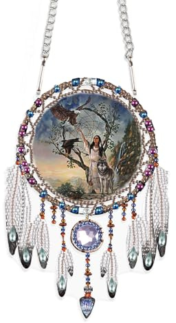 JISHSHAY Atrapa Sueños Lobo Águila Diamante Painting Colgante Diamante Painting Colgante Bordado Diamante Carillón de Viento Puzzle Adulto Colgante Bricolaje Adulto Colgando Punto de Cruz Guirnalda