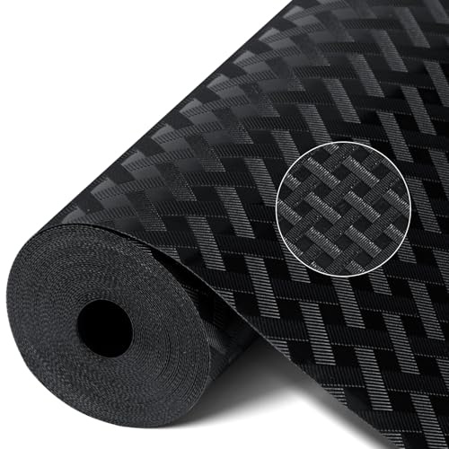 Romon Alfombrilla Antideslizante, Protector Cajones Cocina para Estantes de Nevera, 44.5x400cm Rollo EVA Alfombrillas Armario, Alfombras Non Adhesivo Protectores Antideslizante Cajones Cocina, Negro