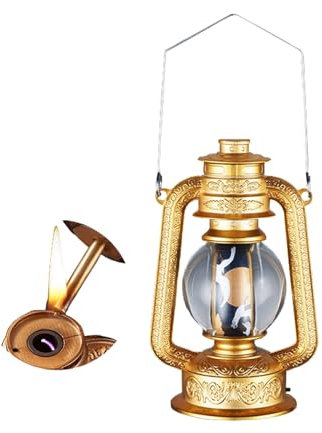 YHBNJIGW Accendino a Cherosene da Tavolo Vintage, Accendino a fiammifero, Stampato a Mano, Ricaricabile, Adatto for casa/Ufficio (Cherosene Non Incluso)(Gold)