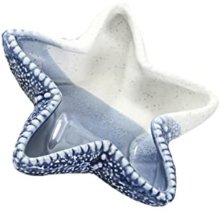 FRCOLOR Plateau pour Rangement de Bijoux en Céramique D'étoile de Mer Bleu Décoration Maison Unique et Fonctionnelle, pour Accessoires Précieux