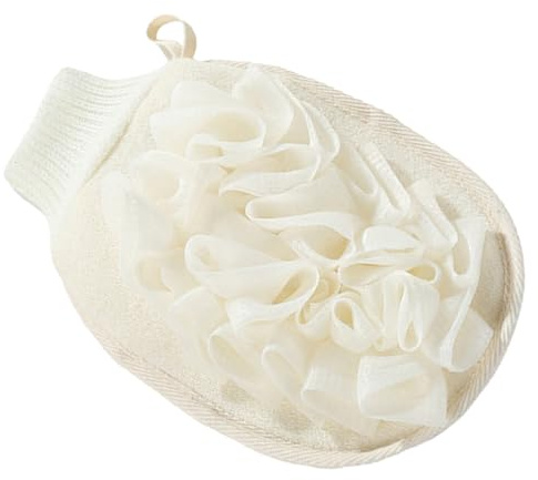 PartyKindom Exfoliating Bath Glove and Shower Mitt Set, Double-sided Linen Body Scrubbing Mittens for Effective Dead Skin Removal, Bathing Supply Suitable for Daily Shower and Spa Use
