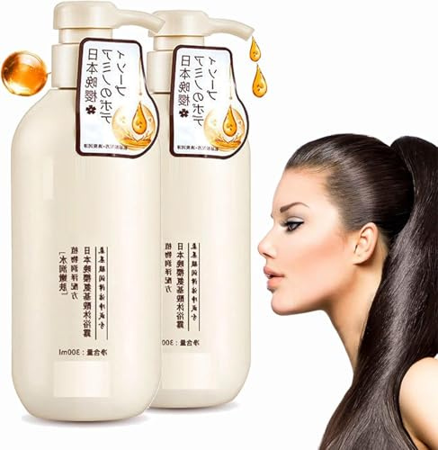Champú y acondicionador japonés, 2 unidades, champú japonés contra la caída del cabello, cuidado hidratante profundo para el cuero cabelludo, deja el cabello suave y sedoso, no seco ni graso, 300 ml