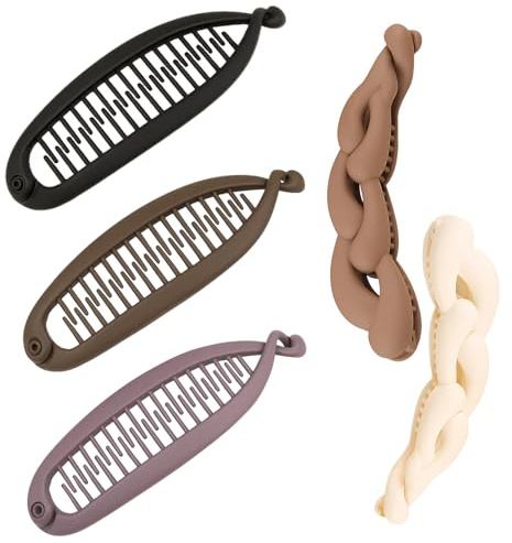 5 Stück Bananenspange Haare, Banana Clip Dünnes Haar, Banana Clip, Bananenspange für Dickes und Dünnes Haar, Stylische Haarspangen für Damen, Ideal für Fitness und Alltag