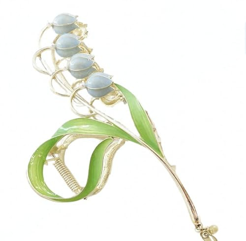 Pinzas para el cabello de orquídea azul, pinzas de lirio de los valles, horquilla de metal con flores, pinza de mandíbula de flor de lirio, accesorios para el cabello grueso y fino, belleza y cuidado