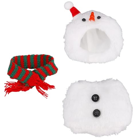 Kleidungsset für 17 cm Puppen, Süße Schneemannkleidung mit Weihnachtsmannmütze und Rot-Grün Gestreiftem Schal Stylisches Plüschkostüm und Accessoires für Winter Weihnachten