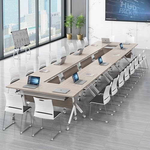 8 mesas de conferencias de 47.2 pulgadas de largo x 23.6 pulgadas de ancho x 29.5 pulgadas de alto, con ruedas, mesa de reunión plegable moderna, juego de mesas rectangulares para seminarios (silla no