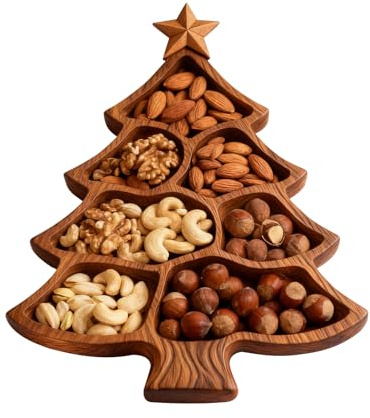 Vassoio natalizio | Servizio in legno diviso | da portata in legno decorazione albero di Natale | per formaggio, frutta, cibo, dessert, casa, cucina, soggiorno, camera da, ufficio