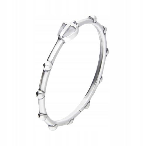 Ulex Premium 925 Sterling Silber Ringe Rosenkranz Ring Damen Poliert Religiös Christlich Spirituell Schmuck Größe 54