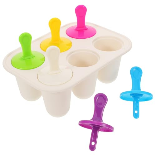 FIXOSHEE Molde para Helados 6 Cavidades con Tapa Bandeja Reutilizable de Plástico Blanca para Hacer Polos de Hielo Caseros Molde Multifuncional para DIY Apto para Congelador y Postres