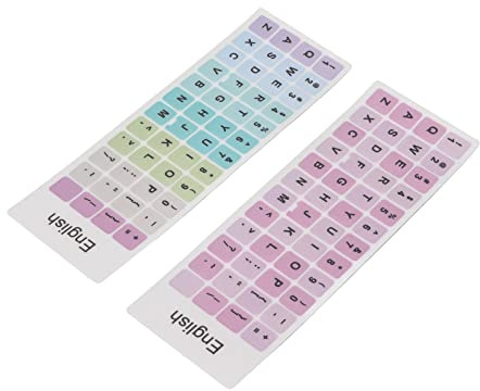 Generic 2pcs Keyboard Stickers Colorful English Language PVC Material Keycaps Stickers for Laptop Desktop PC Keyboards, Compatible with All 10in to 17in (A)