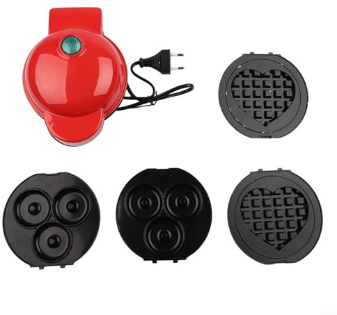 MeevrgR Macchina per waffle 4 in 1 – per realizzare cialde, pancake, ciambelle e panini al formaggio alla griglia, macchina nera compatta per la colazione per dormitorio di piccole dimensioni (22 x 22