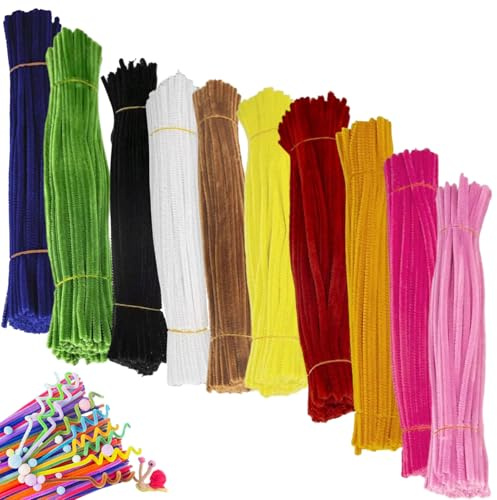 1 000 st piprensare blomkit, 10 färger 30 cm flexibla piprensare för hantverk och gör-det-själv-projekt