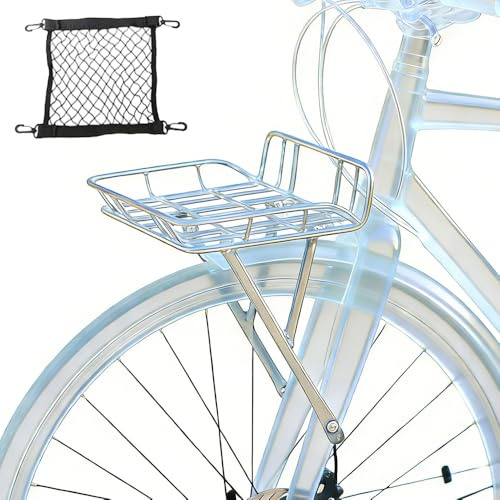 WLDOCA 2 in 1 Aluminium Frontgepäckträger und Korb für Gravelbikes Lastenträger mit Elastischen Spanngurten für Bikepacking und Touren,B