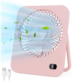 Ventilatore da Tavolo, 5 Velocità Ventilatore USB (Senza Bat), 180° Girevole Ventilatore Silenzioso, Sottile (Spessore 3,3 cm), Piccolo ma Potente, Mini Ventilatore Portatile per Ufficio, Cucina, Casa