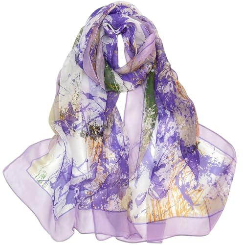 FAIRYGATE Scarf Gifts for Women Flower Floral Print Women's Scarves & Wraps Georgette Chiffon Shawl for Women Wedding Evening Scarfs