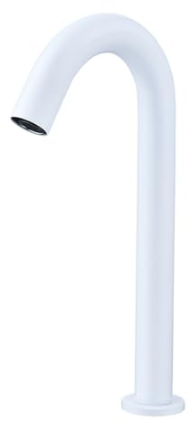 Touchless Infrared Faucet Swanneck Hot & Cold Mixer Tap Modern White Bathroom Sink Fixture Automatic Hygienic Washbasin Water Tap for Convenience & Cleanliness