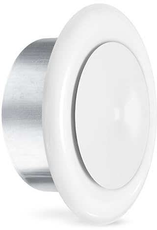 calimaero® TVSZ Válvula de Disco de Escape de Aire 100mm, Rejilla | Chapa de Acero, Regulación Continua del Caudal de Aire, Robusta, Duradera, Blanco RAL9016