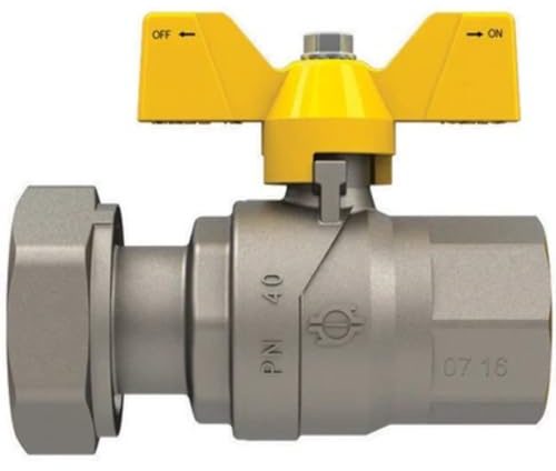 Vanne à bille à gaz avec papillon Futurgas F-écrou pivotant 3/4 x 3/4