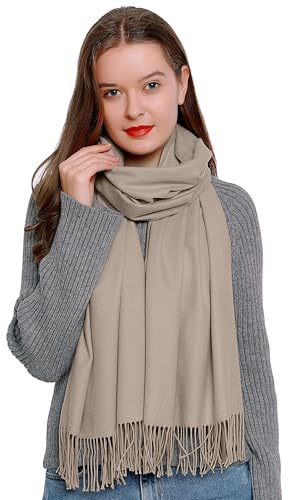 DonDon Schal Damen Winter Wollschal Winterschal warm weich 185 x 65 cm beige