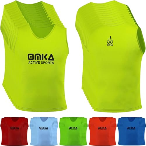 OMKA 12 Stück Fußball Leibchen Trainingsleibchen Markierungshemd Fußballleibchen für Kinder Jugend und Erwachsene