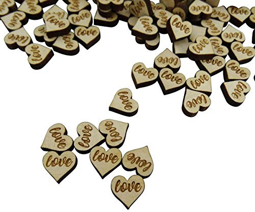 Confetti - Engraved Wood - Rustic Wooden Wedding Decor Party Table Scatter Decorations (Tiny Heart)