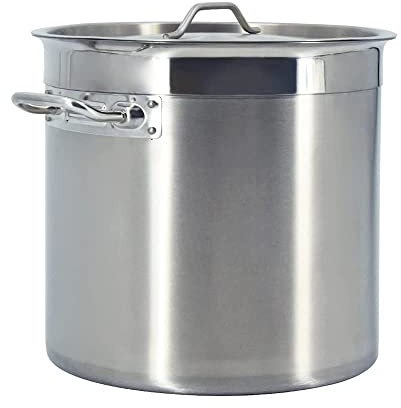 TAIMIKO Stainless Steel Stockpot with Lid 3 Layer Composite Bottom Deep Stock Pot Cater Stew Soup Boiling Pan 17-115L (50Litre 40cm,with Lid)