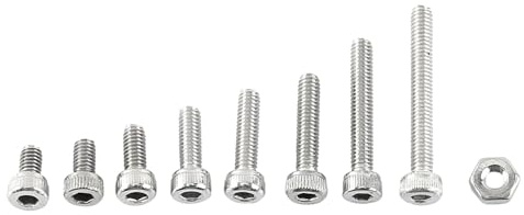 300 Stück M2,5 Schrauben mit Muttern A2 Edelstahl Zylinderschrauben Set Innensechskant Schrauben und Muttern Sortiment für Haushaltsgeräte Bürogeräte Maschinen Möbel (A: Cap head)