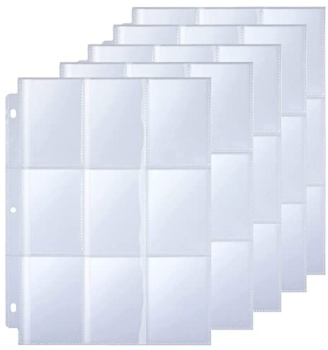 Herritozl Sammelkarten hüllen 720 Taschen - Karten Hüllen Standard-Größe | 9 Taschen Sammelmappe, Neutral, Transparent Sammelkarten Folien für eine Vielzahl von Ringbücher