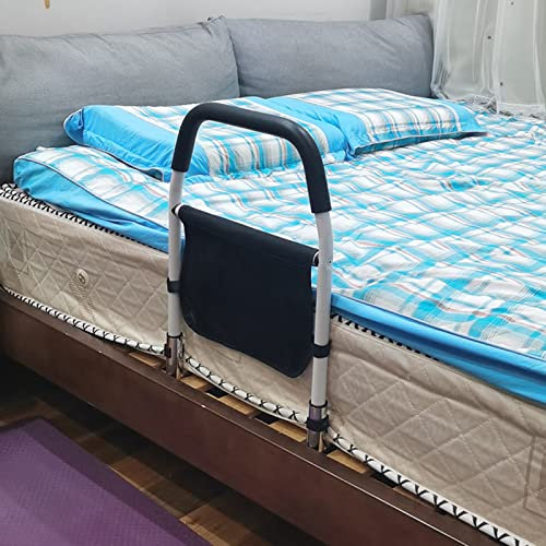 LAIDEPA Handlauf Am Bett, Geeignet Für Ältere Schwangere Und Behinderte Assist Griff Bettgeländer, Mit Aufbewahrungsbeutel Sicherheits-Bettgitter,Weiß