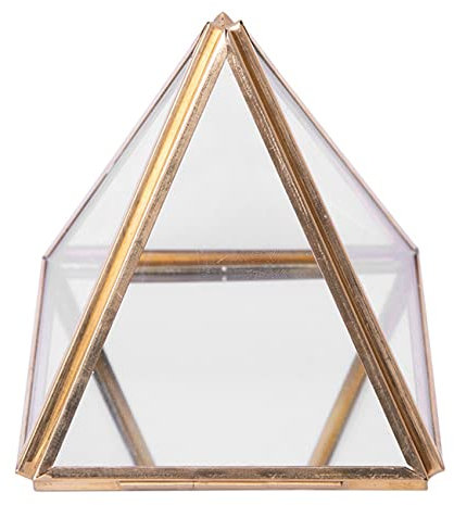 Doumneou Schmuckschatulle Glas, Geometrische, Dekorative Schatulle, Geometrische Glaspyramide, Ringhalter für Hochzeit, Geburtstagsgeschenk S