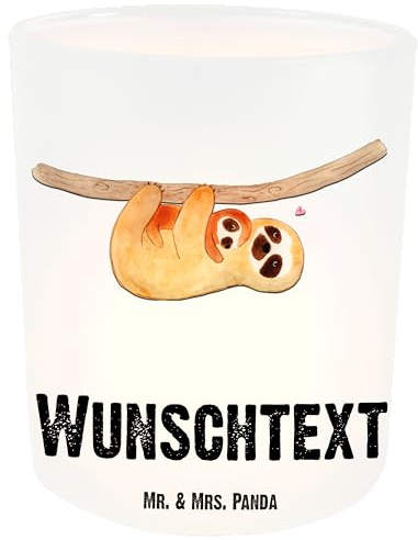Mr. & Mrs. Panda Personalisiertes Windlicht Faultier Kind - Personalisierte Geschenke, Baby, mit Namen, Windlichtgläser, Mutter, Teelichthalter, Windlichter, Kerzengläser, Geburt, Windglas, Kinder