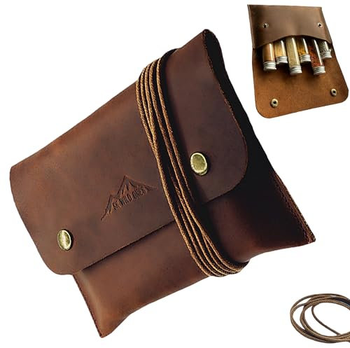 SK Wild Ones Borsa portaspezie in vera pelle, con 6 barattoli, per campeggio e attività all'aperto