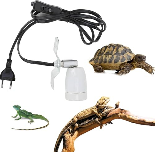 Lámpara de calor para reptiles,Soporte para lámpara de calor para reptiles,E27 Keramik Wärmelampe Lampenfassung,keramiklampensockel,kabel für Aquarienreptilien terrarium beleuchtung, (Schwarz)