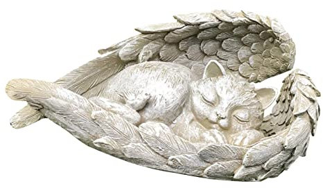 Linsition Engel Hund Katze Dekoration | Katze Hund Engel Haustier Denkmal Grab Marker Tribut Statue, Deko Haustier Gedenken Tier Garten Statue, Polyresin, Gedenkstein Katze/Hund