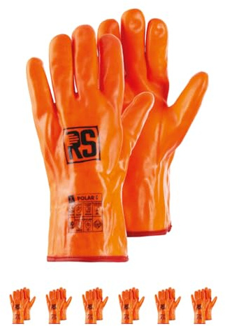 RS POLAR I Schutzhandschuhe Chemikalien aus PVC/Größe 10, 6 Paar/Orange/Chemisch und Mikrobiologisch Beständig/Arbeitshandschuhe/Schutzhandschuhe