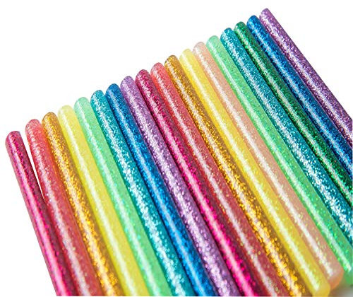 Gxadwzy Lot de 80 bâtons de colle chaude à paillettes 7 x 100 mm Multicolore Pour pistolet à colle chaude 7 mm 16 couleurs