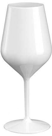 Lot de 6 verres à vin réutilisables en plastique incassable Tritan 470 ml Couleur : blanc