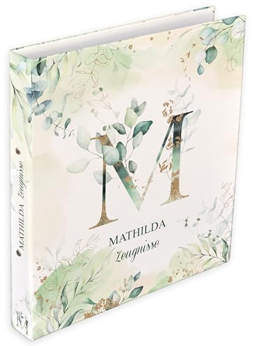 Mappe für Zeugnisse personalisiert, Zeugnisringbuch Mädchen, Jungen, Dokumentenmappe A4, Zeugnismappe mit Namen, Urkundenmappe A4, Geschenk Grundschule, Mappe mit Monogramm, Feenstaub